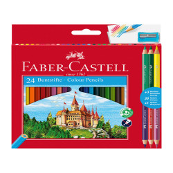 Matita colorata eco Il Castello+3 bicolor - diametro mina 3,00 mm - colori assortiti - Faber-Castell - astuccio 24 pezzi