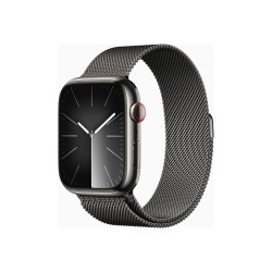 Apple Watch Series 9 (GPS + Cellular) - 45 mm - acciaio inossidabile e grafite - smartwatch con bracciale milanese - dimensione