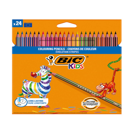 Matita colorata Evolution Stripes - colori assortiti - Bic - conf. 24 pezzi