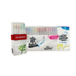 Pennarelli Pen 68 Brush - colori assortiti - Stabilo - rotolo 18 pezzi