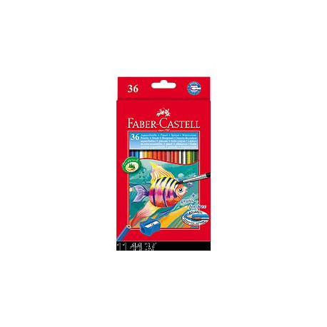 Faber-Castell - Set di pennello e matita colorata - acquerello (pacchetto di 36)