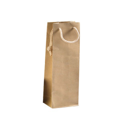 Portabottiglie - maniglie cordino cotone - 12 x 39 + 9 cm - 160 gr - carta kraft - avana - PNP - conf. 12 pezzi
