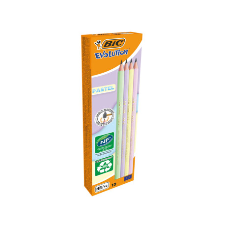 Matita Evolution Pastel - gradazione HB - colori assortiti - Bic - conf. 12 pezzi
