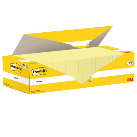 Blocco foglietti Post-it Notes - 655-CY-VP24 - 76 x 127 mm - giallo Canary - 100 fogli - Post-it - conf. 24 blocchi