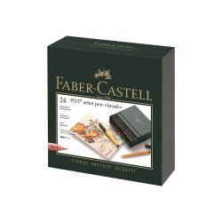 Faber-Castell PITT artist - Penna con punta a pennello - permanente - inchiostro base acqua (pacchetto di 24)
