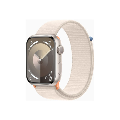 Apple Watch Series 9 (GPS) - 45 mm - starlight aluminum - smartwatch con sport loop - nylon morbido a doppio strato - starlight