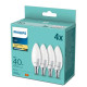 Philips 5 W, E14, 470 lm, 2700 K, 220 - 240V, 4 pc(s)
