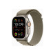 Apple Watch Ultra 2 - 49 mm - titanio - smartwatch con Alpine Loop - tessile - oliva - dimensione della fascia: S - 64 GB - Wi-