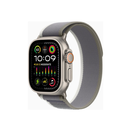 Apple Watch Ultra 2 - 49 mm - titanio - smartwatch con Trail Loop - nylon weave - green/gray - dimensione della fascia: S/M - 6