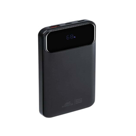 Rivacase Battery Bank (10000 mAh) 22,5W fast charger con 3 cavi integrati (di cui Type C ed USB con funzione ricarica) Nero