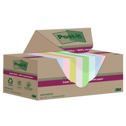 Blocco foglietti Post-it SuperSticky Green - 622R-SS12COL - 47,6 x 47,6 mm - carta riciclata - colori pastello assortiti - 70 f