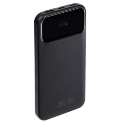 Rivacase Battery Bank (10000 mAh) 22,5W fast charger con 3 cavi integrati (di cui Type C ed USB con funzione ricarica) Nero