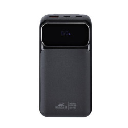 Rivacase Battery Bank (20000 mAh) 22,5W fast charger con 3 cavi integrati ( di cui type C ed Usb con funzione ricarica ) Nera