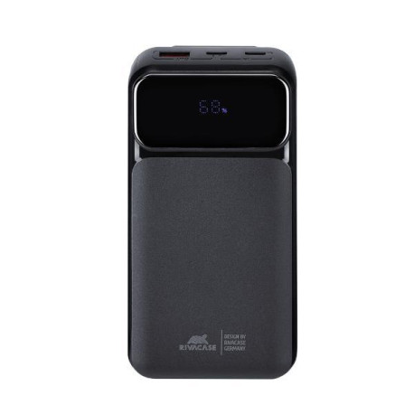 Rivacase Battery Bank (20000 mAh) 22,5W fast charger con 3 cavi integrati ( di cui type C ed Usb con funzione ricarica ) Nera