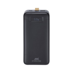 Rivacase Battery Bank con LCD 30.000 mAh PD 65W per Laptop Nera