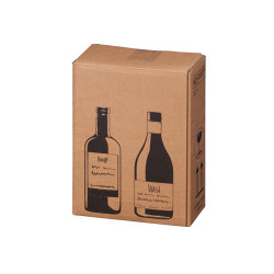 Scatola Wine Pack - 2 bottiglie - 20,4 x 10,8 x 36,8 cm - cartone doppia onda - avana - Bong Packaging - conf. 10 pezzi