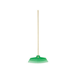 Scopa 25 denti - per erba e foglie - con manico in legno - 47 x 165 cm - Verdemax