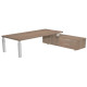 Scrivania direzionale Prestige Quadro - con mobile di servizio - 210 x 90 cm - ciliegio arabis/bianco