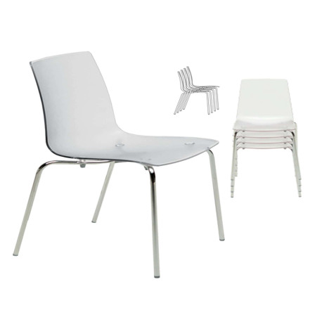Sedia Aeterna - 48 x 53 x 82 cm - policarbonato - trasparente goffrata - Grandsoleil - conf. 4 pezzi