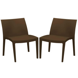 Sedia Venice - 51 x 49 x 80 cm - polipropilene - moka - Grandsoleil - conf. 2 pezzi