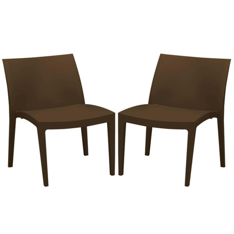 Sedia Venice - 51 x 49 x 80 cm - polipropilene - moka - Grandsoleil - conf. 2 pezzi