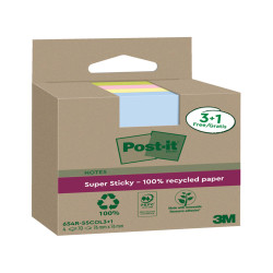 Blocco foglietti Post-it SuperSticky Green - 654R-SSCOL3+1 - 76 x 76 mm -  carta riciclata - colori pastello assortiti - 70 fog