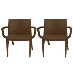 Sedia Venice - con braccioli - 59 x 51 x 80 cm - polipropilene - moka - Grandsoleil - conf. 2 pezzi