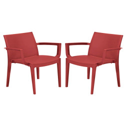 Sedia Venice - con braccioli - 59 x 51 x 80 cm - polipropilene - rosso - Grandsoleil - conf. 2 pezzi