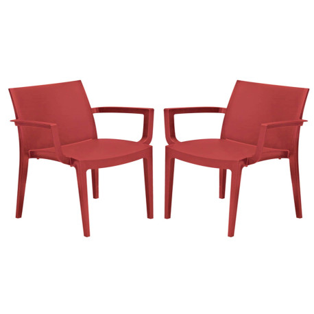 Sedia Venice - con braccioli - 59 x 51 x 80 cm - polipropilene - rosso - Grandsoleil - conf. 2 pezzi