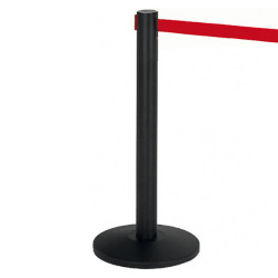 Colonnina segnapercorso Alfa nera - altezza 95 cm - nastro retrattile rosso da 200 cm - Medial