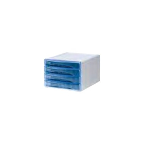 ARDA Olivia - Cassettiera - 4 cassetti - per A4, 265 x 335 mm - blu chiaro trasparente