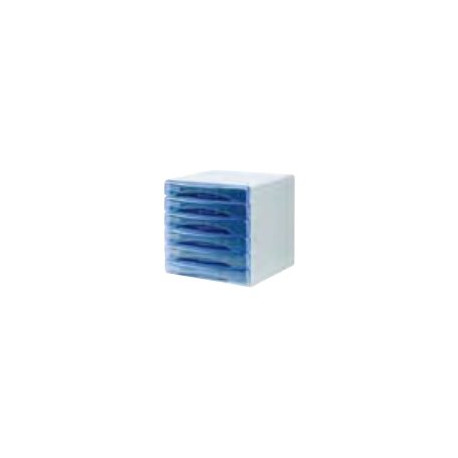 ARDA Olivia - Cassettiera - 6 cassetti - per A4, 265 x 335 mm - blu chiaro trasparente