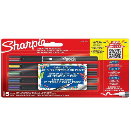 Sharpie ASTUCCIO 5 MARCATORI CREATIVE MARKERS SHARPIE PUNTA PENNELLO