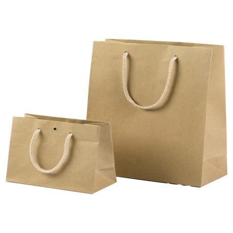 Shopper - maniglie cordino cotone - 22 x 29 + 10 cm - 160 gr - carta kraft - avana - PNP - conf. 12 pezzi