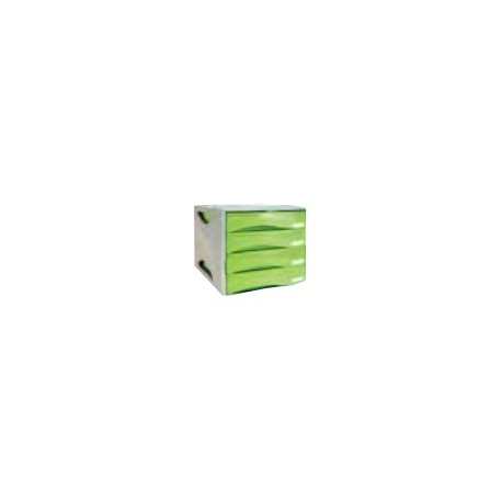 ARDA Smile - Cassettiera - 4 cassetti - per A4, 240 x 320 mm - verde trasparente