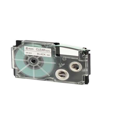 Nastro - 6 mm x 8 mt  - nero/trasparente - Casio