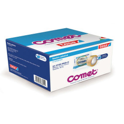 Nastro adesivo - confezionato singolarmente - 19 mm x 10 m - cellophane - trasparente - Comet