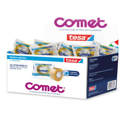 Nastro adesivo - confezionato singolarmente - 19 mm x 33 m - cellophane - trasparente - Comet