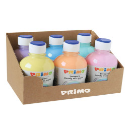 Tempera brillante pastello - 300 ml - colori pastel assortiti - Primo - box 6 colori