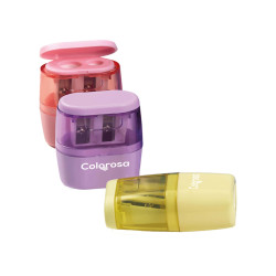 Temperino Colorosa Pastel - con serbatoio - 2 fori - colori assortiti - RiPlast - conf. 18 pezzi
