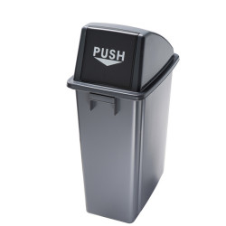Contenitore Office 60 Lt - con coperchio push - per rifiuto secco - 33x46x79 cm - grigio/nero - Medial