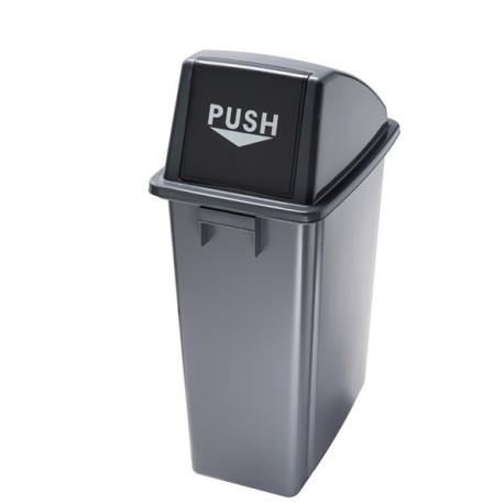 Contenitore Office 60 Lt - con coperchio push - per rifiuto secco - 33x46x79 cm - grigio/nero - Medial
