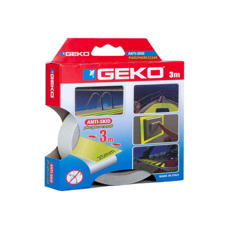 Nastro adesivo antiscivolo fosforescente ANTISLIP - 2,5 cm x 3 m - giallo - Geko