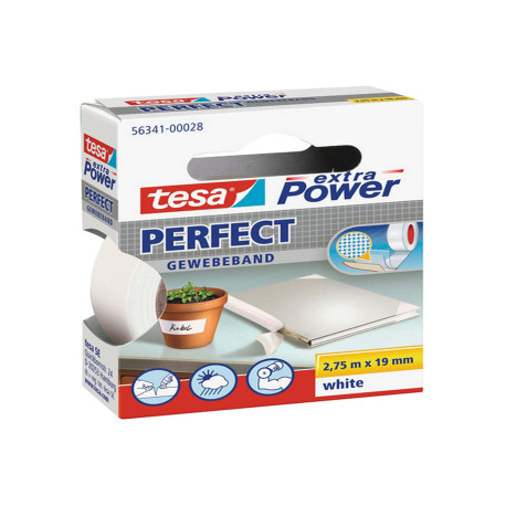 Nastro adesivo telato XP Perfect - 19 mm x 2,7 m - tela plastificata - bianco - Tesa
