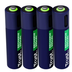 Trust 4 PZ BATTERIE AAA RICARICABILI VIA USB-C - BLU
