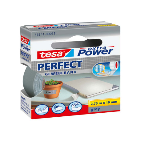 Nastro adesivo telato XP Perfect - 19 mm x 2,7 m - tela plastificata - grigio - Tesa