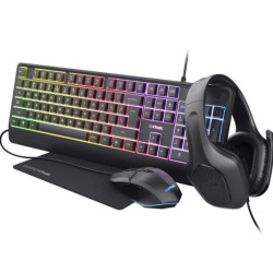 Trust GXT 792 QUADROX SET TASTIERA, MOUSE, CUFFIA, MOUSEPAD GAMING 4-IN-1 - LAYOUT ITALIANO - NERO
