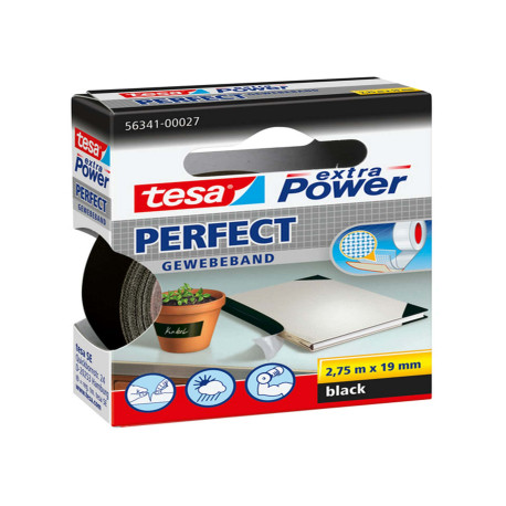 Nastro adesivo telato XP Perfect - 19 mm x 2,7 m - tela plastificata - nero - Tesa
