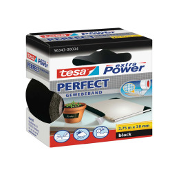 Nastro adesivo telato XP Perfect - 38 mm x 2,7 m - tela plastificata - nero - Tesa