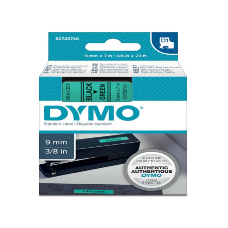 Nastro D1 standard 409190 - 9 mm x 7 mt - PL - nero/verde - Dymo